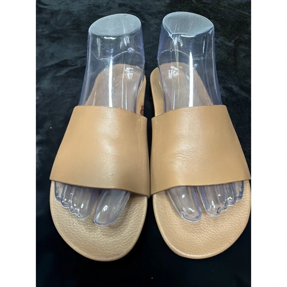 NEW Vans Decon Tan Leather Slides Women's 7 Boho Coastal
